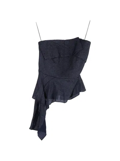 Pre-owned Roland Mouret Zipped Asymmetric Top In Blue