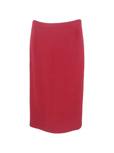 Pre-owned Roland Mouret Zipped Midi Pencil Skirt In Red