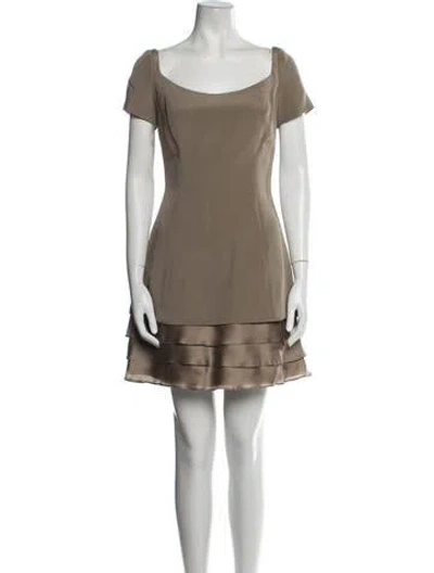 Pre-owned Roland Nivelais Bateau Neckline Mini Dress In Brown