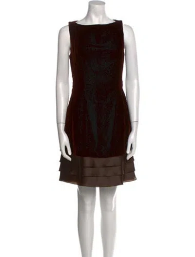 Pre-owned Roland Nivelais Colorblock Pattern Mini Dress In Brown