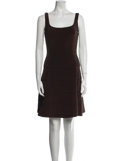 Pre-owned Roland Nivelais Scoop Neck Mini Dress In Brown