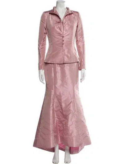 Pre-owned Roland Nivelais Silk Dress Set In Pink