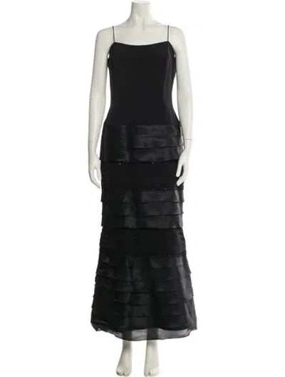 Pre-owned Roland Nivelais Silk Long Dress In Black