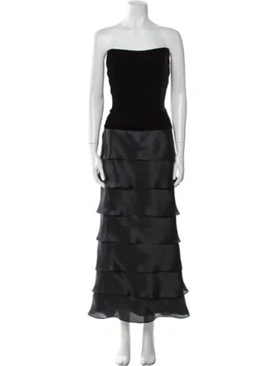 Pre-owned Roland Nivelais Silk Long Dress In Black