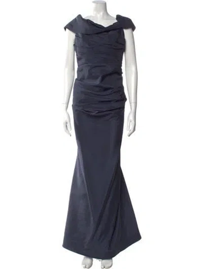 Pre-owned Roland Nivelais Silk Long Dress In Blue