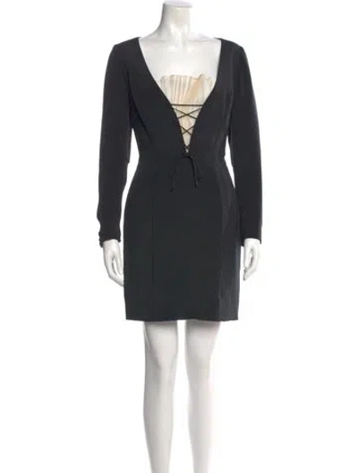 Pre-owned Roland Nivelais Silk Mini Dress In Black