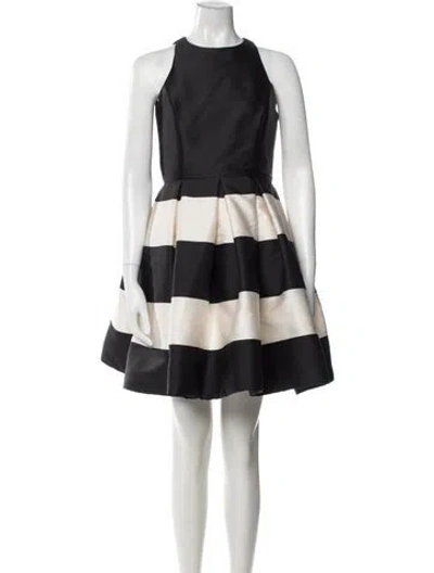 Pre-owned Roland Nivelais Striped Mini Dress In Black