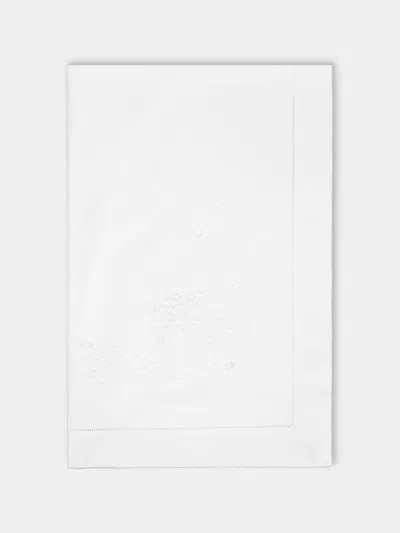 Rolande Du Dreuilh Créations Bouton Hand-embroidered Cotton Oblong Tablecloth (122in/3.1m) In White