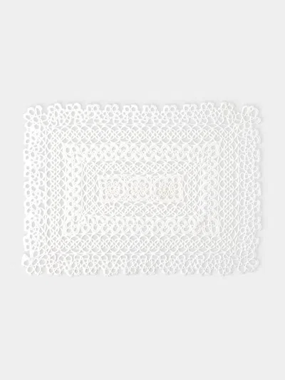 Rolande Du Dreuilh Créations Lacework Linen Medium Oblong Placemats (set Of 4) In White