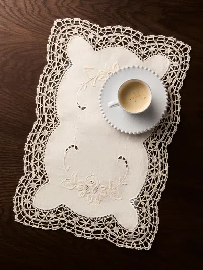 Rolande Du Dreuilh Créations Lacework Linen Small Oblong Placemats (set Of 4) In Multi