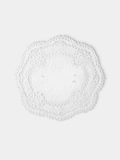 Rolande Du Dreuilh Créations Lacework Linen Small Round Placemats (set Of 4) In White