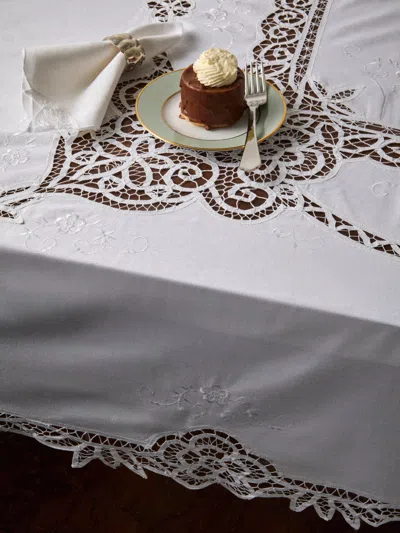 Rolande Du Dreuilh Créations Lacework Tablecloth And Napkins - 86.5in/2.2m (set Of 8) In Gray