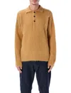 Rold Skov Basic Polo In Alpaca And Mohair Blend In Yellow