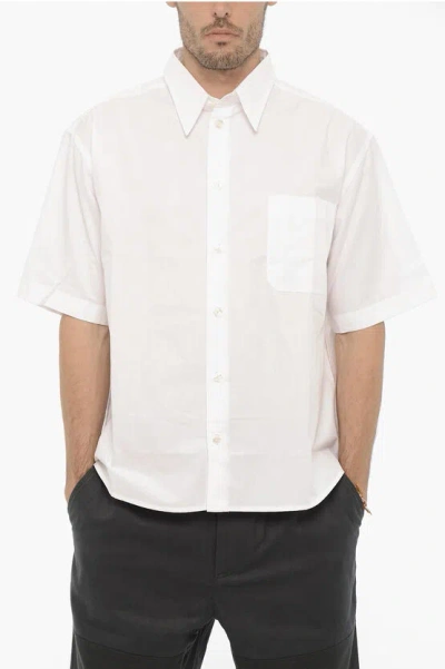 Rold Skov Shorts Sleeve Popeline Shirt With Classic Collar In White