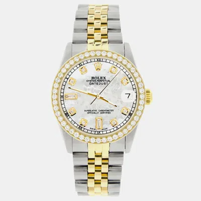 Pre-owned Rolex 0.95ct Diamond Bezel White Mop Diamond Dial Datejust 31mm Wristwatch