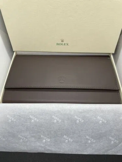 Pre-owned Rolex 100% Authentic Brand  3 X Watch Holder Saddle Leather Pouch Case In Brown