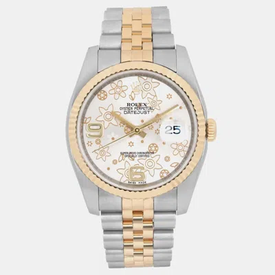 Pre-owned Rolex Datejust 116233 Silver 18k Yellow Gold Stainless Steel Men's Wristwatch 36mm