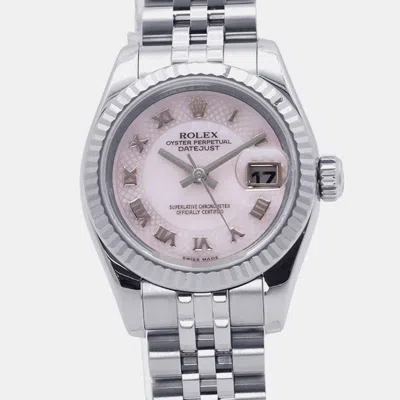 Pre-owned Rolex Datejust Pink Shell 18k White Gold Automatic Women's Watches 26mm