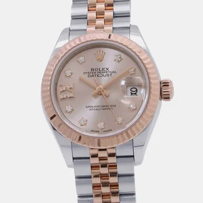 Pre-owned Rolex Lady-datejust 279171g Pink 18k Pink Gold Stainless Steel Dial Automatic Women's Watch 28mm