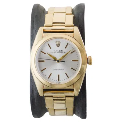Pre-owned Rolex 14kt. Rare "bubble Back" With Original Dial And  Signed Bracelet 1948 In Multi