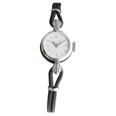 Pre-owned Rolex 14kt Solid White Gold Modernist Style Ladies Watch Circa 1960's