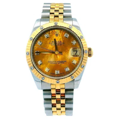 Pre-owned Rolex 178313 Midsize Yellow Gold Steel Mop Diamond Ladies Watch Box & Papers