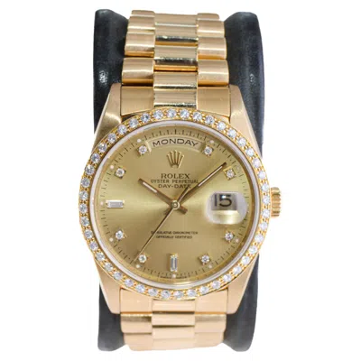 Pre-owned Rolex 18 Karat Gold With Diamond Bezel President Circa 1996 With Original Box In Multi