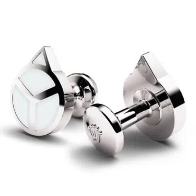 Rolex 18 Kt White Gold Hand Cufflinks In Metallic