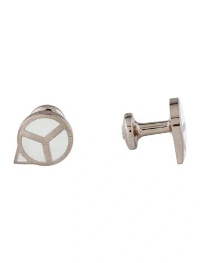Pre-owned Rolex 18k Enamel Hand Collection Cufflinks In White