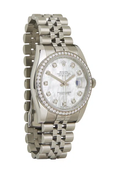 Pre-owned 18k White Gold & Diamond Datejust 116244 36mm from What Goes Around Comes Around