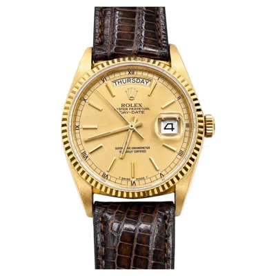 Pre-owned Rolex 18k Yellow Gold Day Date 36mm Watch