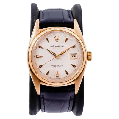 Pre-owned Rolex 18k Yellow Gold Oversized "ovatoni" With Original Dial From Mid-1950s