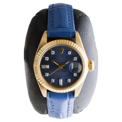 Pre-owned Rolex 18kt Solid Gold Ladies Datejust With Gold Filled Clasp And Diamond Markers In Multi