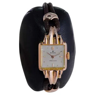 Pre-owned Rolex 18kt. Solid Rose Gold With Original Cord Band And Hardware Circa 1940's In Red