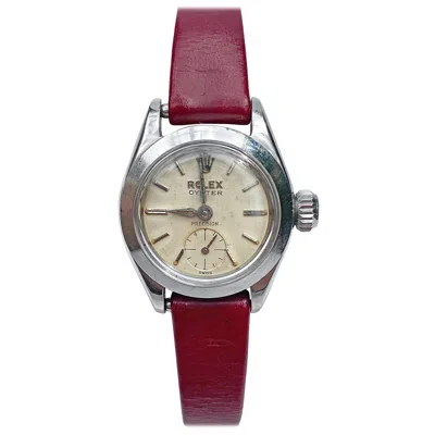 Pre-owned Rolex 1950's  Oyster Speedking Precision In Red Leather Strap