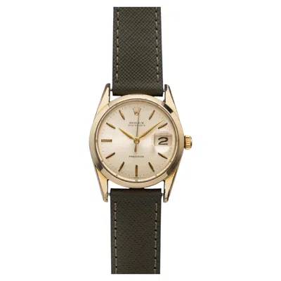 Pre-owned Rolex 1961  Oysterdate 6694 Gold Plated Silver Sunburst Dial Manual 34mm In Multi