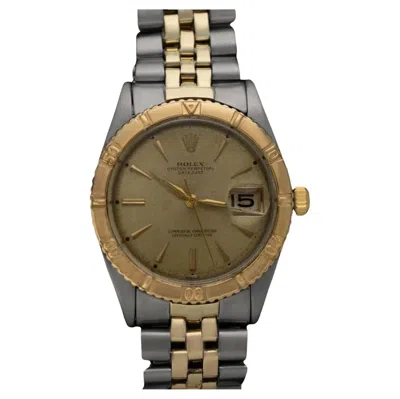 Pre-owned Rolex 1961  Vintage Turn-o-graph Thunderbird Datejust 18k Gold Ss Watch In Multi
