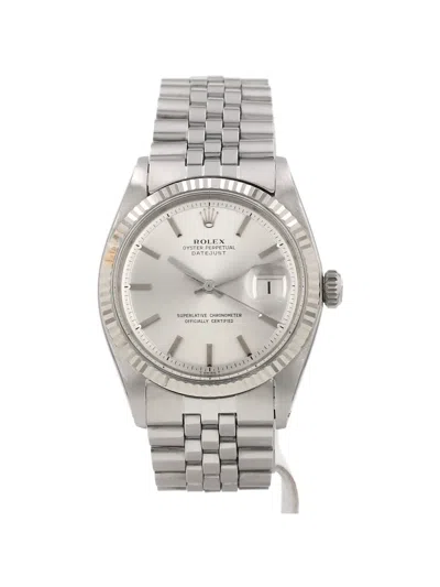 Pre-owned Rolex 1972s 36mm Datejust Striated Bezel Watch In Silver