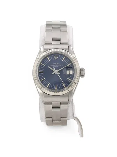 Pre-owned Rolex 1973 Oyster Perpetual Date 26mm Watch In Blue