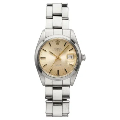 Pre-owned Rolex 1974  Oysterdate 6694 Stainless Steel Champagne Dial Manual 34mm In Multi