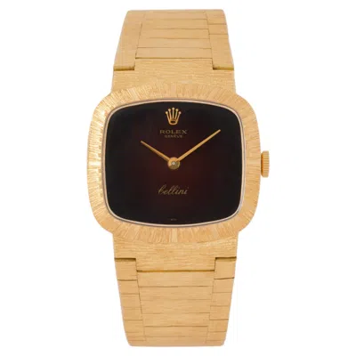 Pre-owned Rolex 1974 Vintage  Cellini 18 Karat Yellow Gold Red Vignette Watch