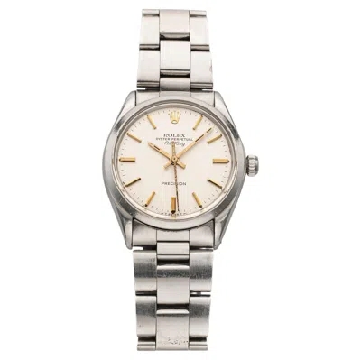 Pre-owned Rolex 1975  Air-king 5500 Stainless Steel Cream Dial Automatic 34mm In White