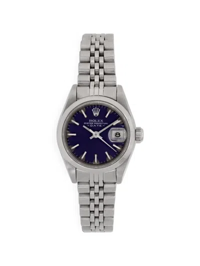 Pre-owned Rolex 1984 Oyster Perpetual Date 26mm Watch In Blue