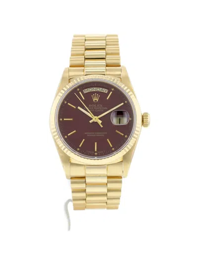 Pre-owned Rolex 1986 Day-date 36mm Watch In Brown