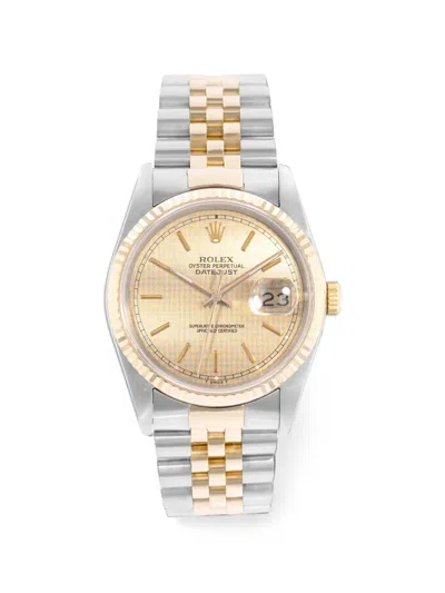 Pre-owned Rolex 1988 Datejust Fluted Bezel 36mm Watch In Gold