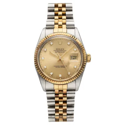 Pre-owned Rolex 1988  Datejust 36 16013 Two-tone Auto Champagne Diamond Dial 36mm In Multi