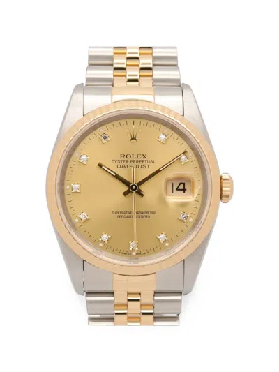 Pre-owned Rolex 1990-2000s Datejust Diamond 36mm Watch In Gold