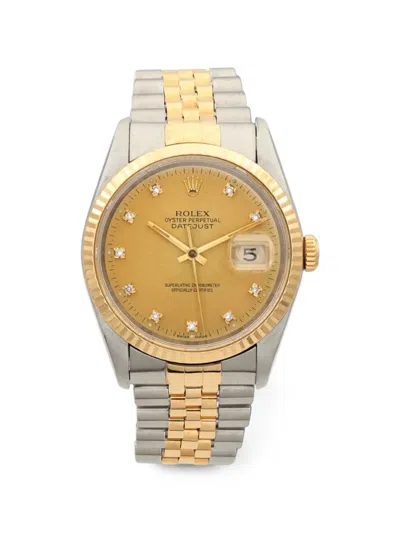 Pre-owned Rolex 1991 Datejust 36mm Diamond Watch In Gold