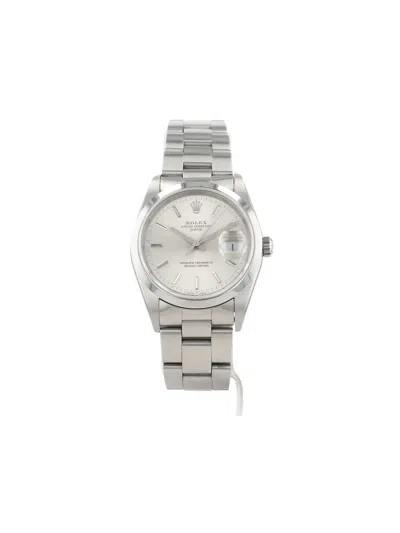 Pre-owned Rolex 1991 Oyster Perpetual Date 34mm In Gray