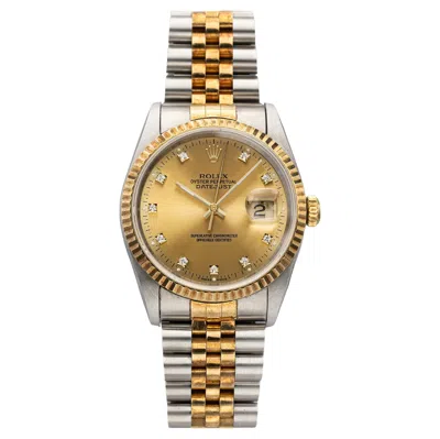 Pre-owned Rolex 1993  Datejust 36 16233 Two-tone Auto Champagne Diamond Dial 36mm In Multi